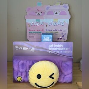 The Crème Shop 3D Teddy spa Headband and mask bundle new